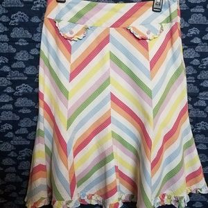 Anthropologie Odille Rainbow Seersucker Skirt